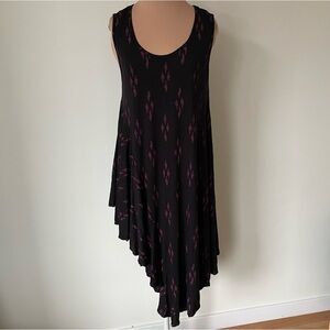 Kozan Black Wine Diamond Print Asymmetrical Sleeveless Erica Tunic Top NWT Sz S